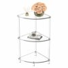 Eglaf Acrylic Triangle End Table - 3 Tier Corner Side Table - Small Corner Table for Living Room, Bedroom, Bathroom - 11.8'' L x 11.8'' W x 26 ''
