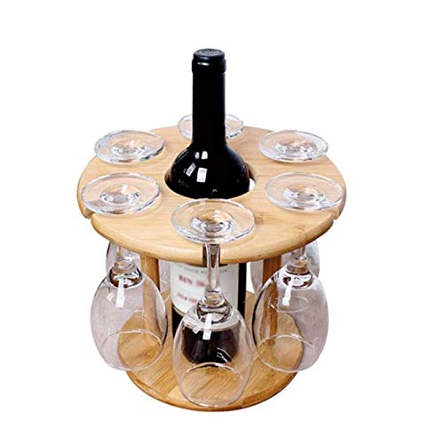 DLOETT Wine Glass Holder Tabletop Wine Glass Drying Racks Camping For 6 Glass And 1 Wine Bottle