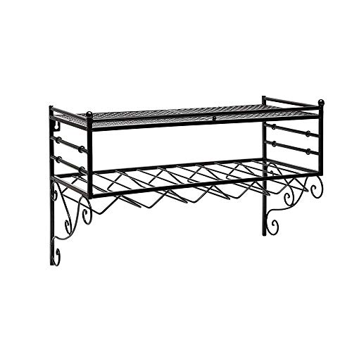 NEOCHY Wine Rack Retro Modern Wall-Mounted Wine Bottle Display Stand Floating Goblet Hanging