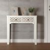 Versa Boedo Console, Narrow Table, 5x30x109cm, Wood, Brown and White, 78,5 x 30 x 109 cm