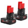 Powarobor 2 Pack M12 12V 6.0Ah Replacement Battery for Milwaukee M12 XC Cordless Tools,6000mAh High Capacity Lithium-ion Battery Compatible with