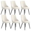 Kitchen Dining Room Furniture Chairs Dining Chairs Set Of 6 Living Room Side Chairs Water Proof PU Leather Kitchen Chairs with Metal Legs Kitchen