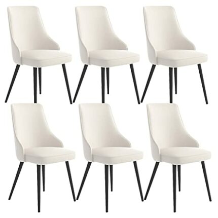 Kitchen Dining Room Furniture Chairs Dining Chairs Set Of 6 Living Room Side Chairs Water Proof PU Leather Kitchen Chairs with Metal Legs Kitchen