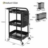 Dripex Storage Trolley on Wheels, 3-tire Metal Kitchen Storage Utility Cart with 1 Removable Pegboards, 2 Baskets, 4 Hooks, Rolling Storage Troll