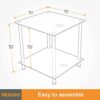 mahara Black Glass End Table Side Table Coffee Table, Square, 45cm x 45cm, for Living Rooms, Lounges, Study, etc