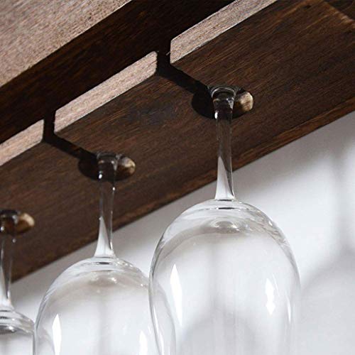 CZDYUF Wine Rack Wall Mounted Up to 5 Bottles Wine and 6 Glasses Storage Holder with Wood Books Shelf for Bar Home Kitchen