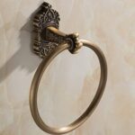 RAKUTE Solid Aluminium Wall-Mounted Round Antique Brass Color Towel Ring, Bathroom Towel Holder, Towel Rack for Bathroom Accessories Bathroom Rin