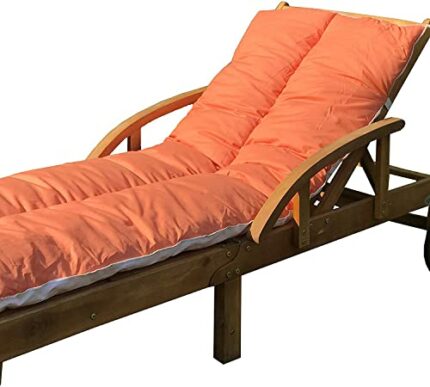 Sun Lounger Recliner Cushion Topper - Outdoor Garden Lounger Topper with Thick Soft Cotton Blend Filling, [No Chair Included] Secure Elastic Stra