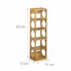 Relaxdays Bamboo Rack Size 53 x 14 x 12 cm, 5 Levels, Modern Bottle Storage Wine Holder for Horizontal Hold, Stackable, Natural Brown, Wood, 12 x