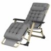 ZHJYD Household products Sun Lounger Recliner Chairs Foldable Reclining Chair with Padded Cushion Outdoor Camping, Beach Deck Chair - Gray