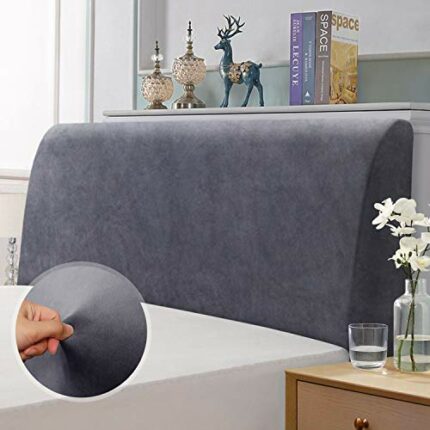 TAOCOCO Bed Headboard Covers, King Size Headboard Covers,Velvet All-inclusive Elastic Headboard Protection Cover for King/Double Bed,Grey Headboa