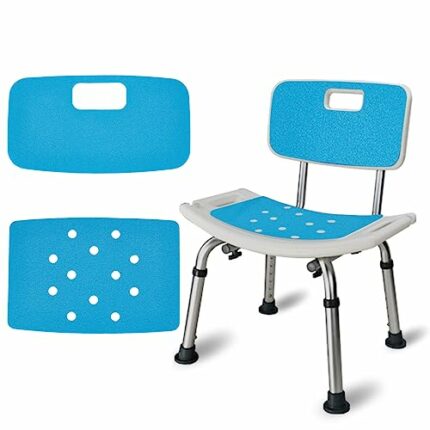 AMIJOUX Shower Chair Cushion with Adhesive Backing, Non Slip Waterproof Bath Chair Backrest Pad Bench Seat Mat for Elderly, Universal Stickable B