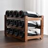 CHUNYU Vintage Wooden Wine Rack Cabinet Holders Shelf Standing Barware Storage Racks Home Bar