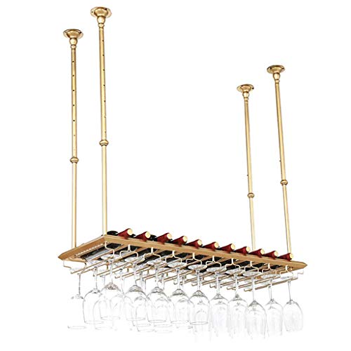 OUSIKA Wine Racks,Ceiling with Metal Frame, Wine Glass Rack Organizer Shelf, Red Wine Bottle Glass Holder Storage Shelving,120Cm, Wine Storage Di