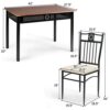 WALNUT 5 Piece Dining Set Wooden Metal Table And 4 Chairs Kitchen Breakfast Furniture