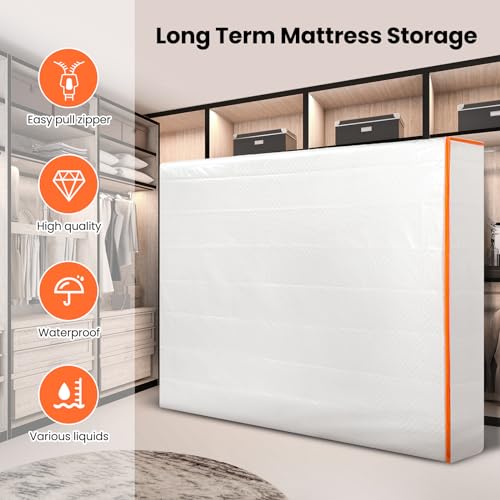 Mattress Bag for Moving and Storage (Queen) Protective Plastic Mattress Case Mattress Cover 6 Mil Waterproof Zippered Mattress Bag Moving Heavy D