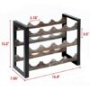 J JACKCUBE DESIGN Rustic Wine Rack Freestanding Floor 3 Tier Stackable Display Storage for Counter-top 12 Glass Bottles Holder Liquor Shelf with