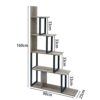 PADMA HOUSE Bookcase with 5 Shelves L Shape Freestanding Ladder Corner Bookcase Tiered Open Bookcase Multipurpose Storage Shelf (Premium Grey)