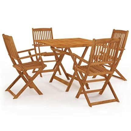 WALNUT Folding Garden Dining Set 5 Pieces Solid Acacia Wood Minimalist Outdoor Furniture (Color : D, Size : Talla �nica)