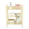 FGHOEV Kitchen Bathroom Bathroom Shelving Trolley With Wheel Three-layer Storage Rack With Hook Trolley (Color : Argento, Size : Light Grey)