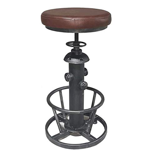 Topower American Antique Industrial Round Bottom Adjustable Height Cafe Coffee Retro Vintage Stylish Water Pipe Design Pub Kitchen Bar Stool (Sil