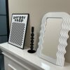 Z PLINRISE Aesthetic Wave Pattern Irregular Frame Mirror, Decorative Desk Wall Mirror for Living Room Bedroom Hallway Home Decor Birthday House W
