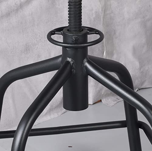 Topower American Antique Industrial Design Black Metal Bar Stool Adjustable Swivel Counter Stools Indoor House Design Set of 2 (Black 2pcs, Woode