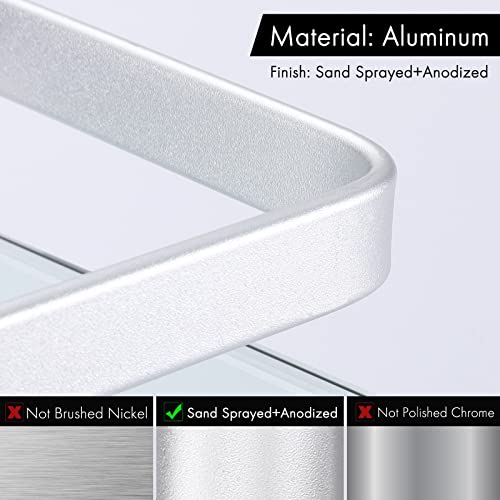KES Aluminum Glass Bathroom Shelf Shower Corner Shelf Storage Caddy Basket 8MM Extra-Thick Tempered Glass Wall Mounted Silver 2 Pack, A4120A-P2