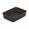 Curver 203415 Rattan-Look Office Basket, A5 Size, Polypropylene, Chocolate, chocolate, 25,6 x 20 x 6 cm
