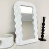 Z PLINRISE Aesthetic Wave Pattern Irregular Frame Mirror, Decorative Desk Wall Mirror for Living Room Bedroom Hallway Home Decor Birthday House W