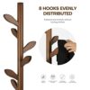 Coat Rack Freestanding Bamboo Coat Tree Rack with 8 Leaf Hooks, 3-Size Height Adjustable for Adults & Kids, Clothes Hanger Stand for Jacket, Hat,