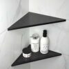 Bernkot Corner Shower Shelf 2 Pack, 304 Stainless Steel Tiled Shelves for Bathroom, 10'' Recessed Shelf Rack, No Drilling Needed (Black)