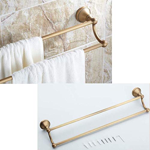 RSOCHS Double pole Towel Rack -Towel Bar Towel Holder with Double Rod Brushed Stainless Steel Wall Mount Bathroom Shelf Rack Contemporary Style