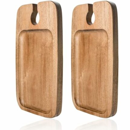 JF JAMES.F Wine Appetizer Plat, Acacia Wood ServingTray Outdoor, Lawn Wine Glass Rack Cheese Board for Backyard Entertainment, Beach Camping,Gard