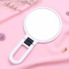 FUHUIM 1x 15x Magnifying Handheld Mirror, Double Sided Pedestal Magnification and True Image Makeup Mirror, Compact Size and Portable Vanity Cosm