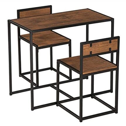 WALNUT Elm Wood Simple Dining Table Set Breakfast Table And Chair Three-Piece [90x47x75.5cm] Kitchen Room Furniture