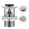 CREA Basin Sink Waste Pop Up, Click Clack Sprung Plug with Overflow for Bathroom Sink, Sprung Basin Waste Slotted, Chrome