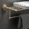 HIGOH Towel Racks,Bathroom Towel Rack Wall Mounted Towel Holder,Brushed Bathroom Hardware,All Copper Bath Towel Rack,Bathroom European Style Carv