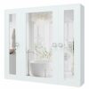BUBFUL Bathroom Mirror Cabinet Wall Mounted Medicine Pharmacy Cabinets with 3 Doors, Waterproof PVC White Color
