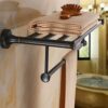 HIGOH Towel Racks,Bathroom Towel Rack Wall Mounted Towel Holder,Bronze Towel Bar Bath Towel Rack,Orb Rack,Bathroom European Retro Hardware