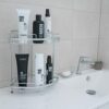 Tatkraft Moonlight Rust Proof Aluminum 3 Tier Shower Corner Rack, Bathroom Shelf