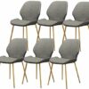 dining chair Kitchen Dining Room Furniture Chairs Dining Chairs Set Of 6 Vintage Dining Side Chairs PU Cushion Seat Bar Chairs Metal Legs Non-Sli