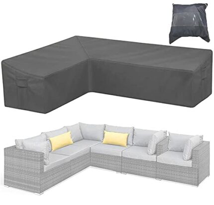 Patio Furniture Sectional Couch Sofa Cover Skyour Gray Weatherproof Heavy Duty 420D Oxford Outdoor L Shaped Sectional Garden Rattan Corner Sofa F