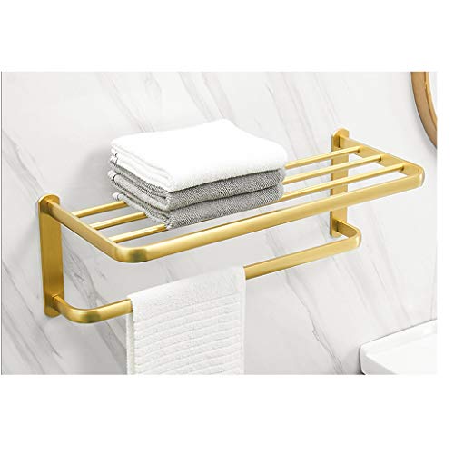 TJLSS Shelf Metal Kitchen Shelf Bathroom Storage Shelf Shower Electroplated Bathroom Brass Single layer Storage Rack
