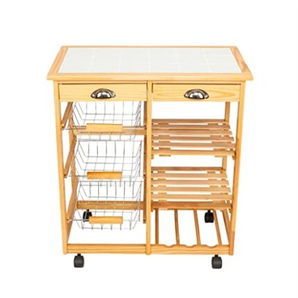 DINGZZ Kitchen & Dining Room Cart 2-Drawer Removable Storage Rack with Rolling Wheels Kitchen Trolley Cart Dining