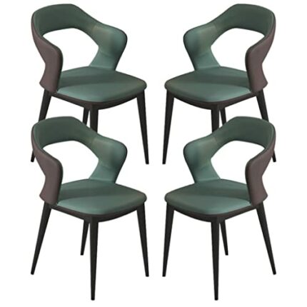 Kitchen Dining Room Furniture Chairs Kitchen Dining Chair Set Of 4 Leather Living Room Lounge Counter Chairs Sturdy Carbon Steel Metal Legs Ergon