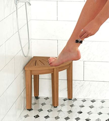 AquaTeak 12" Kai OptiAREA Corner Teak Shaving & Washing Foot Rests
