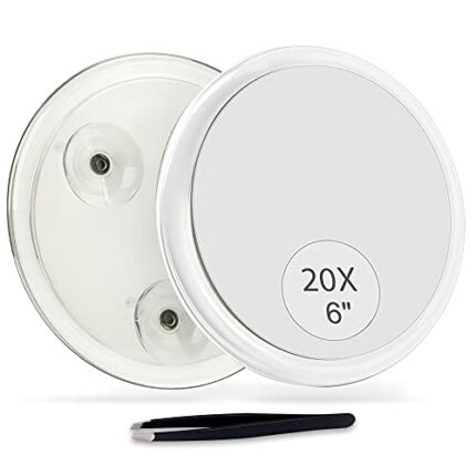 B Beauty Planet 20X Magnifying Mirror with 3 Suction Cups,6inch round, Magnified Mirror, Close Up Mirror for Precise Details of Makeup,Clear