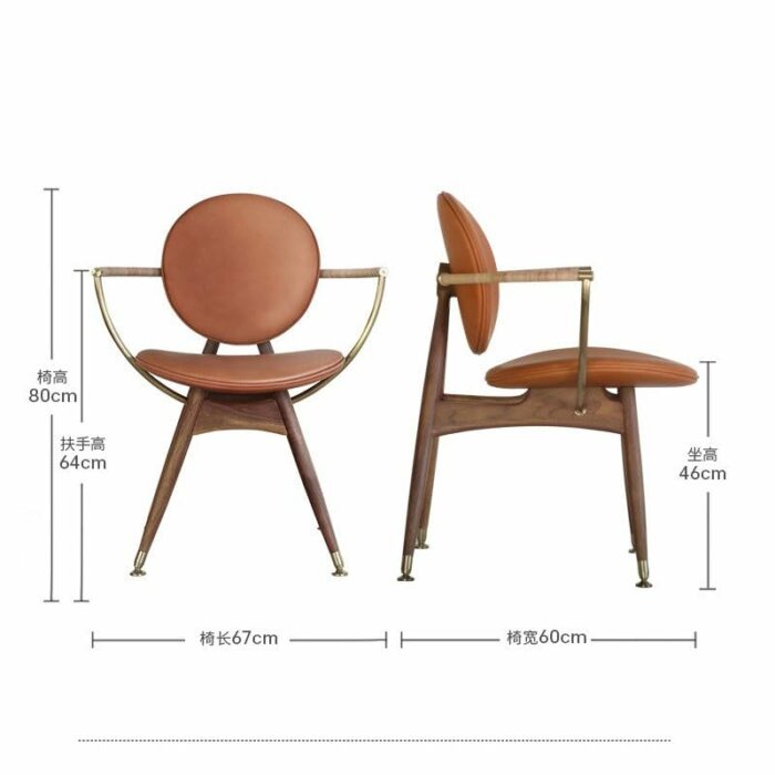 WALNUT Simple Dining Chair Solid Wood Designer Hotel Chair Restaurant Relax Armchair Home Furniture