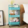 UXZDX 3-Tier Kitchen Storage Carts Wheels Trolley Bathroom Storage Organization Cart With Wheels Storage Shelves
